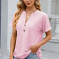 Eyelet Notched Short Sleeve T-Shirt