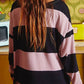 High-Low Color Block Round Neck Long Sleeve T-Shirt