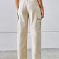 Drawstring Mid-Rise Waist Straight Cargo Jeans