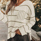 Striped V-Neck Drop Shoulder Sweater