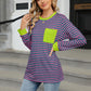 Pocketed Striped Round Neck Long Sleeve T-Shirt