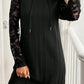 Lace Patchwork Long Sleeve Hooded Dress