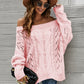 Cable Knit Openwork Off-Shoulder Sweater