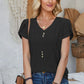 Decorative Button Eyelet V-Neck Short Sleeve T-Shirt