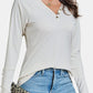 Decorative Button V-Neck Long Sleeve T-Shirt