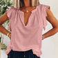 Ruffled Notched Cap Sleeve T-Shirt