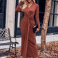 Slit Twisted Surplice Long Sleeve Dress