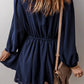 Drawstring Half Button Long Sleeve Dress