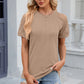 Openwork Round Neck Short Sleeve T-Shirt