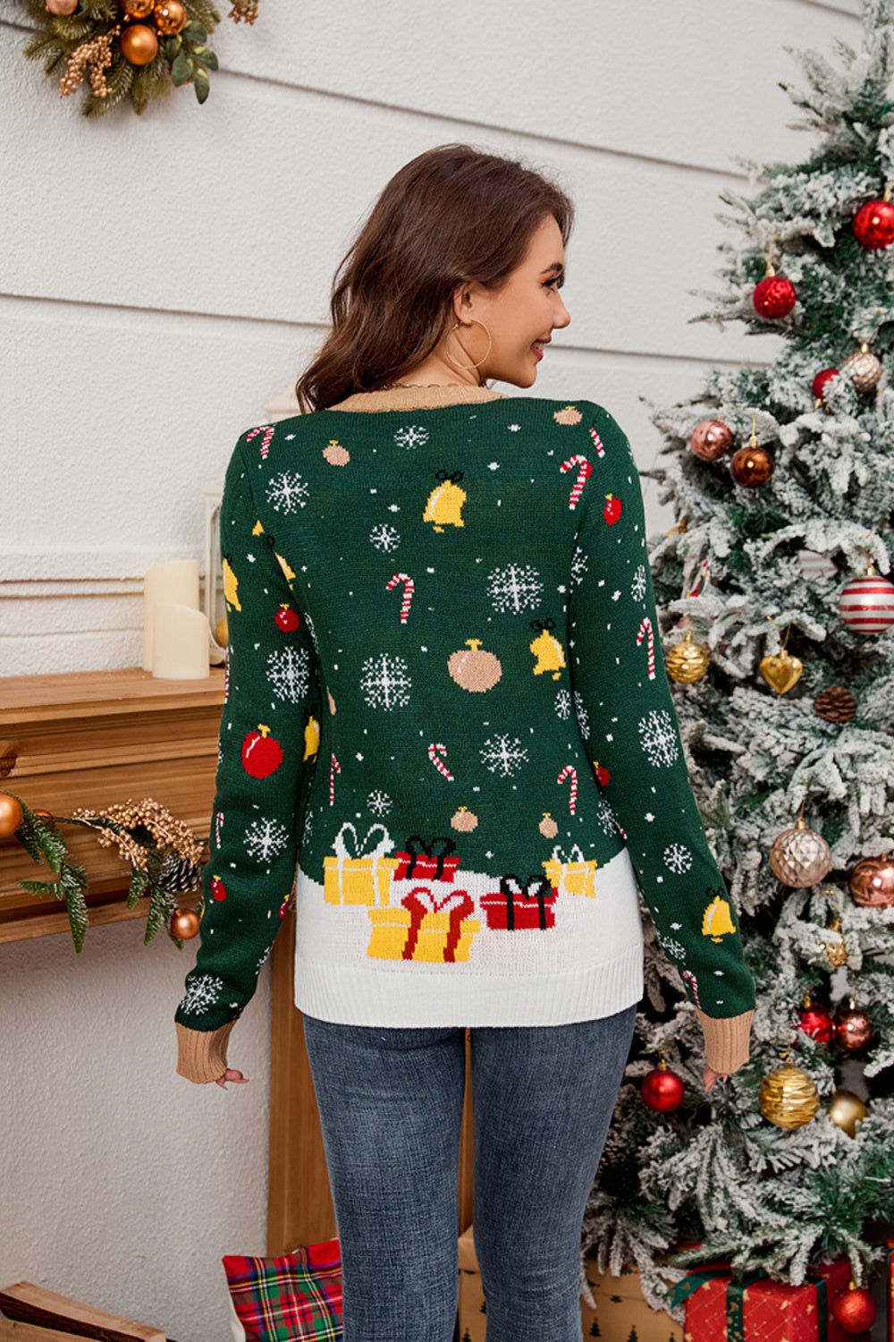 Santa Round Neck Long Sleeve Sweater