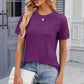 Openwork Round Neck Short Sleeve T-Shirt