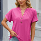 Eyelet Notched Short Sleeve T-Shirt