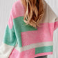 Color Block Round Neck Drop Shoulder Sweater