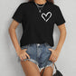 Heart Round Neck Short Sleeve T-Shirt
