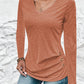 Heathered V-Neck Long Sleeve T-Shirt