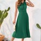 Swiss Dot Tie Neck Sleeveless Dress