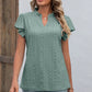 Eyelet Notched Flutter Sleeve T-Shirt