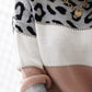 Leopard Color Block Round Neck Long Sleeve Sweater