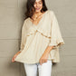 Ruffled V-Neck Half Sleeve Blouse