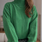 Front Slit Decorative Button Turtleneck Sweater