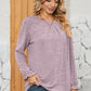 Ruched Round Neck Flounce Sleeve T-Shirt
