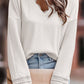 Lace Detail V-Neck Long Sleeve T-Shirt