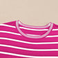 Striped Round Neck Cap Sleeve Knit Top