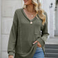 Exposed Seam V-Neck Long Sleeve T-Shirt