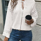 Lace Detail Tie Neck Long Sleeve Blouse