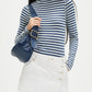 Exposed Seam Striped Turtleneck Long Sleeve T-Shirt