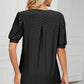Eyelet Notched Short Sleeve T-Shirt