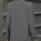 Striped Notched Long Sleeve T-Shirt