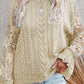 Openwork Round Neck Long Sleeve Sweater - Michelle Francisco