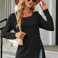 Slit Decorative Button Square Neck T-Shirt