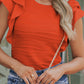 Textured Round Neck Cap Sleeve Top