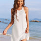 Eyelet Grecian Neck Mini Dress