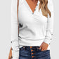 Decorative Button V-Neck Long Sleeve T-Shirt