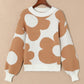 Contrast Flower Mock Neck Long Sleeve Sweater