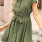 Tied Button Up Short Sleeve Dress