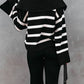 Striped Johnny Collar Long Sleeve Sweater