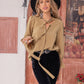 Ruched Flounce Sleeve Blouse