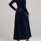 Square Neck Long Sleeve Velvet Dress