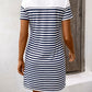 Striped Round Neck Short Sleeve Mini Dress