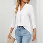 Eyelet Three-Quarter Sleeve Blouse