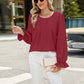 Round Neck Flounce Sleeve Top