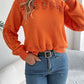 Openwork Round Neck Long Sleeve Sweater