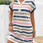 Striped V-Neck Short Sleeve Dress