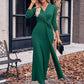 Slit Twisted Surplice Long Sleeve Dress