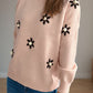 Flower Round Neck Raglan Sleeve Sweater