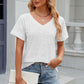 Eyelet V-Neck Short Sleeve T-Shirt
